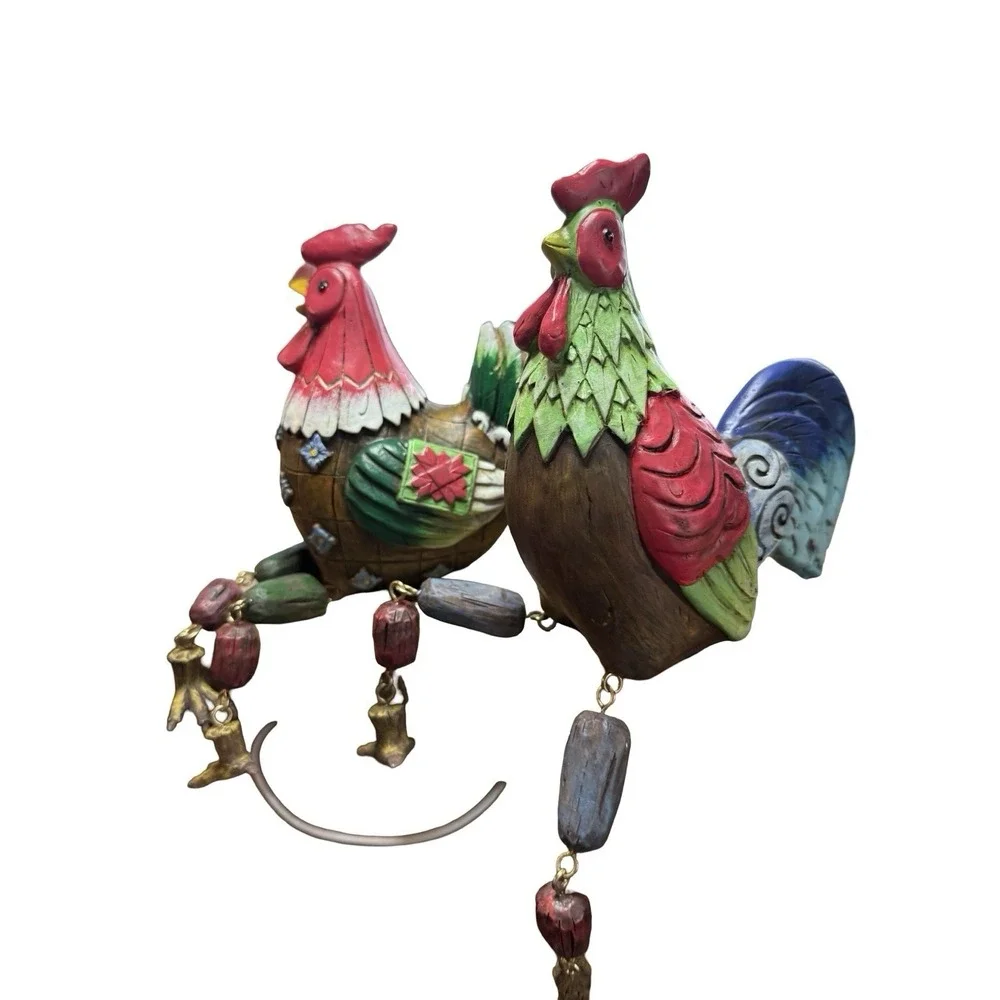 Rooster‎ Shelf Sitter Figurine Farmhouse Decor Dangling Legs Set Of 2